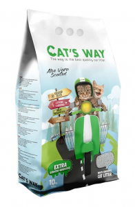 CATS WAY ŻWIREK BENTONITOWY ZBRYLAJĄCY DROBNY 18L ZAPACH ALOES