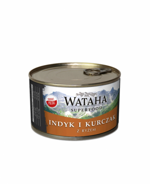 Wataha 87% indyka z kurczakiem z dodatkiem ryżu i witamin 410g