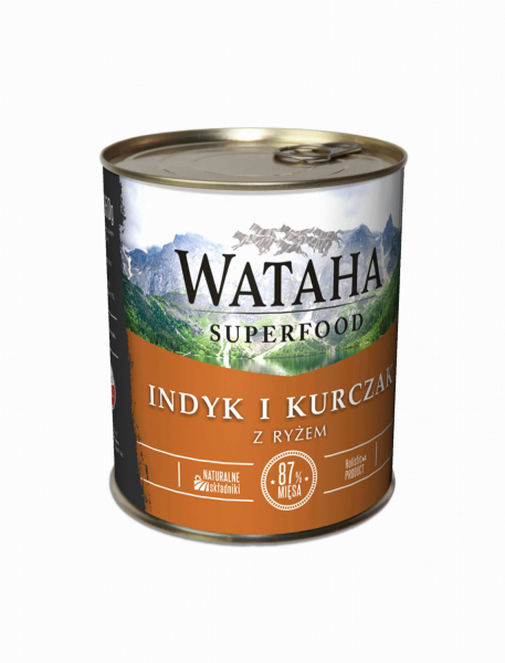 Wataha 87% indyka z kurczakiem z dodatkiem ryżu i witamin 850g