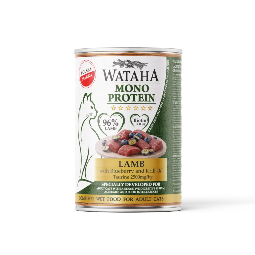 WATAHA ADULT CAT MONO 96% JAGNIĘCINA Z BORÓWKAMI 400G