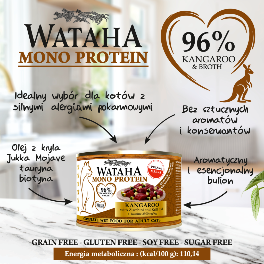 WATAHA ADULT CAT MONO 96% KANGUR Z CUKINĄ 200G info